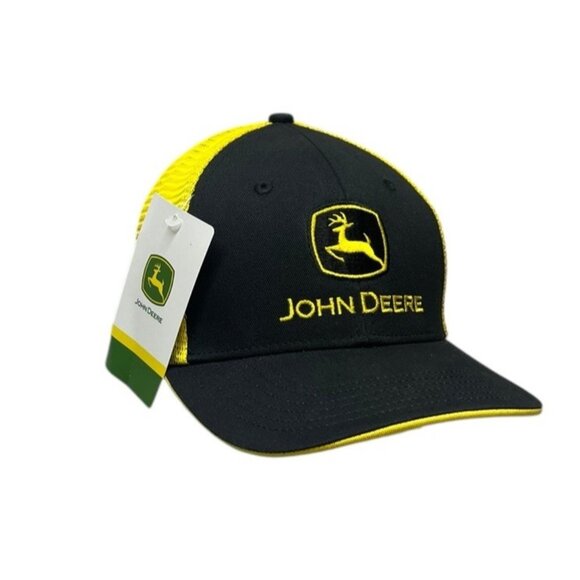 John Deere Black and Yellow Mesh Hat Cap SnapBack - Picture 1 of 9